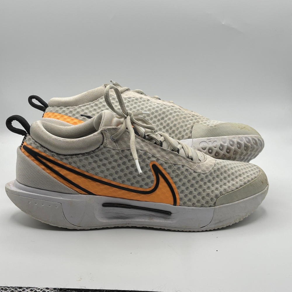 Nike Court Air Zoom Lite 3 Mens Size 12 Grey Orange DH0618-002 Tennis Shoes